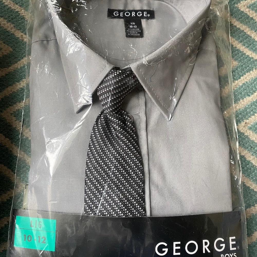 Steel Grey Long Sleeve shirt with Clip on tie